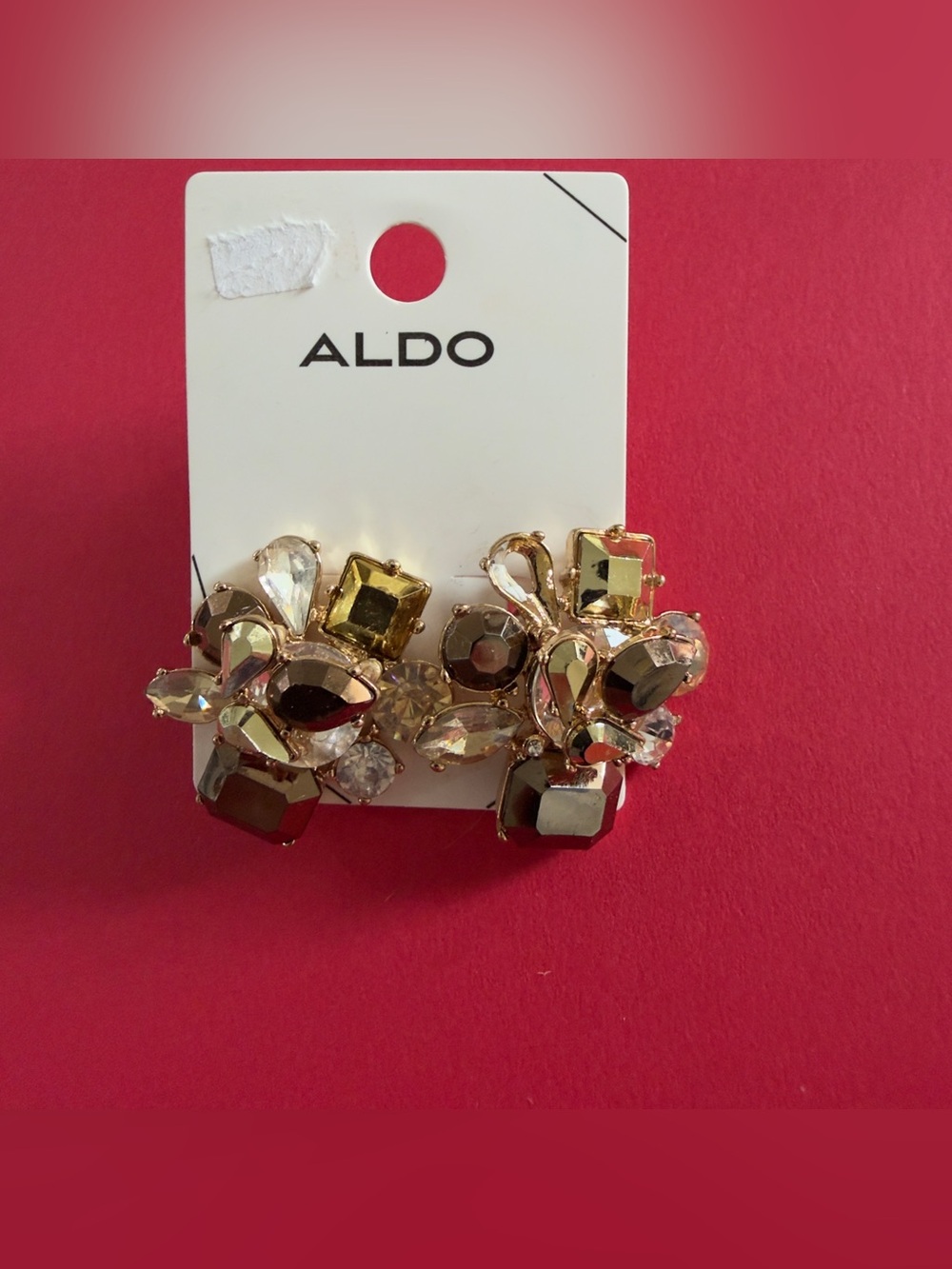 ALDO Gold-Tone Champagne Crystal Cluster Earrings
